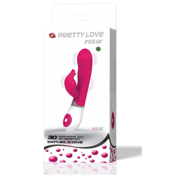 Rabbitvibrator Pretty Love BI-014223 i lila och vitt, med böjd kropp och öron för klitoris
