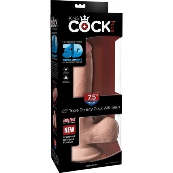Realistisk dildo King Cock Plus Triple Density med texturdetaljer och sugkopp i basen