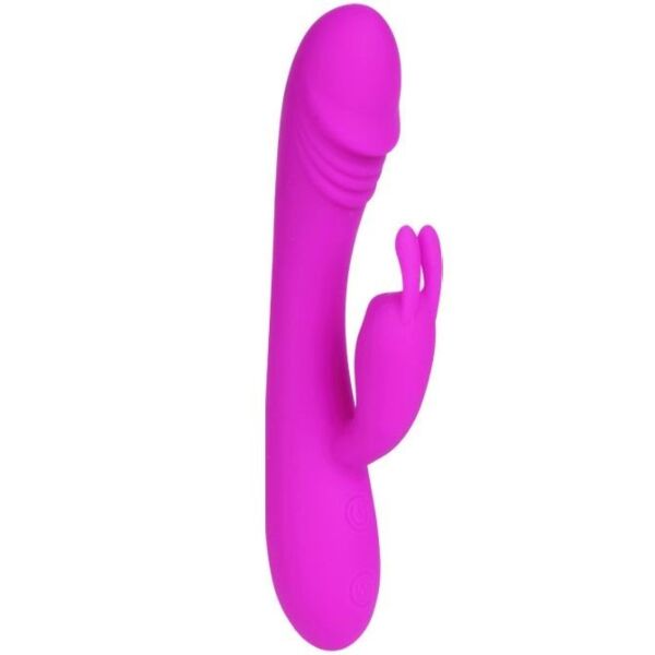 Rabbitvibrator Pretty Love Hunter i silikon, med böjd kropp och kaninöron