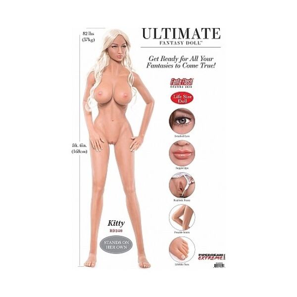 Sexdocka Pipedream Extreme Toyz Kitty på 168 cm med ledat skelett