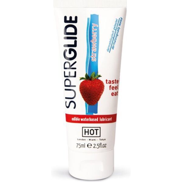 Ätbart glidmedel HOT Superglide 75 ml, finns i fem smaker