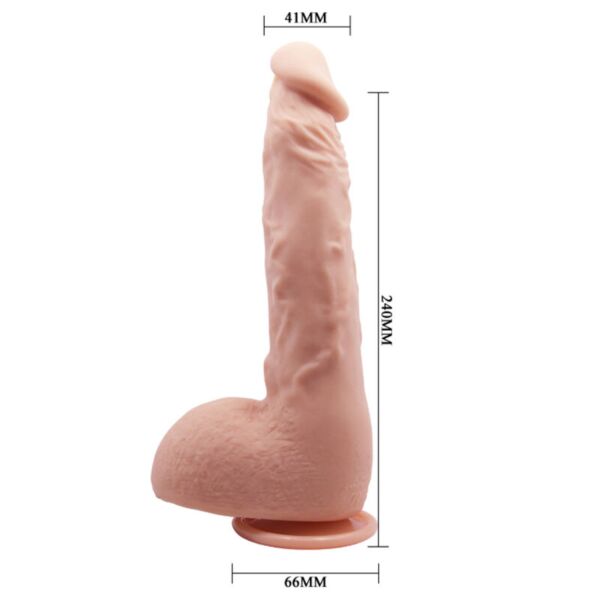 Realistisk dildo Baile Jason 24 cm, med böjt skaft, testiklar och sugkopp på basen