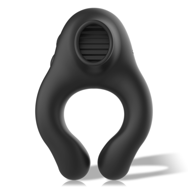 Vibrerande penisring Black&Silver Licking i svart silikon