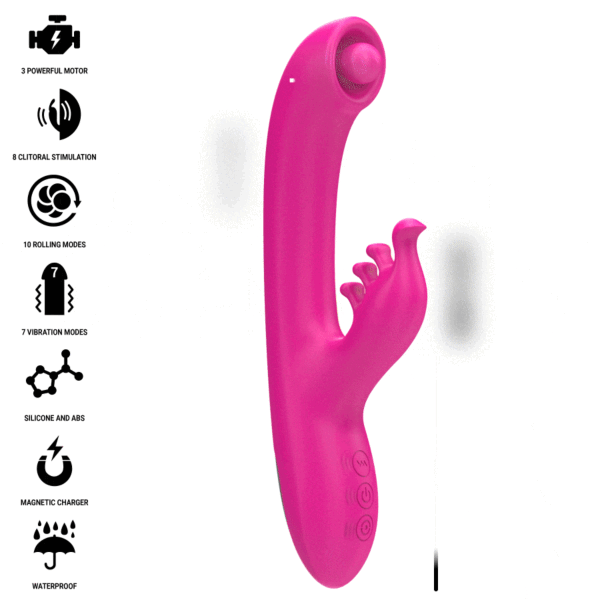 Rabbitvibrator Intense Christina med införbart skaft och yttre arm för klitorisstimulering