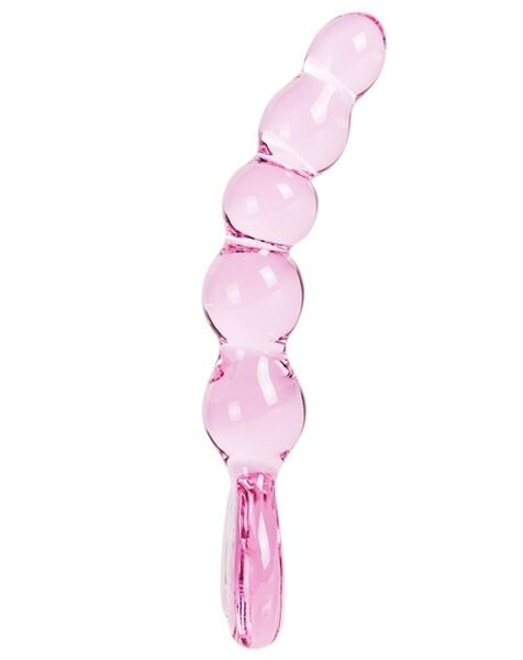 Dildo med kulor S Pleasures Crystal Aphrodite, genomskinligt rosa, med hjärtformad bas
