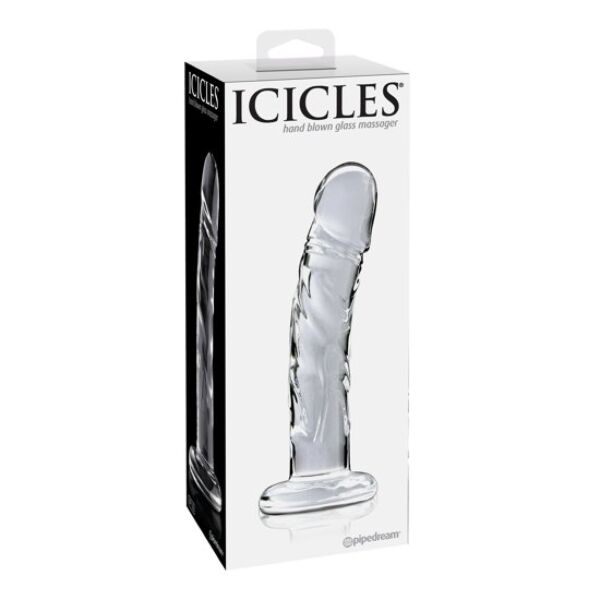 Glasdildo Pipedream Icicles N. 62, böjd och med platt bas