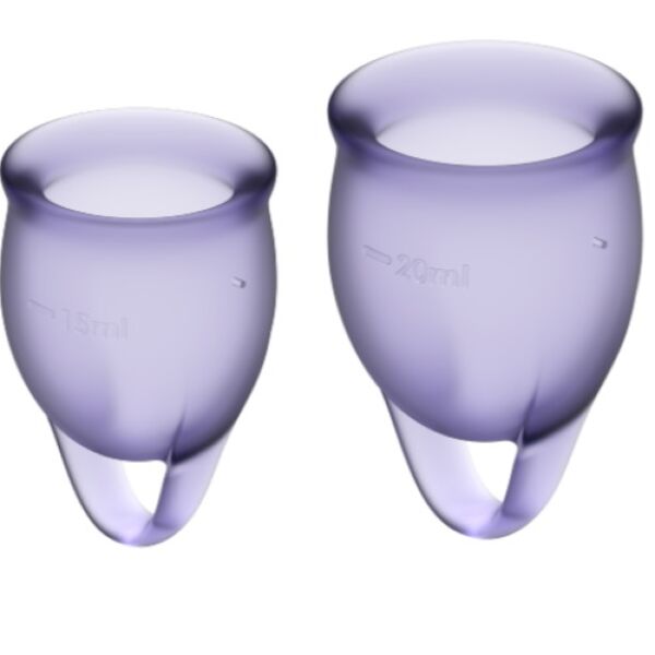 De två menskopparna Satisfyer Feel Confident, på 15 och 20 ml