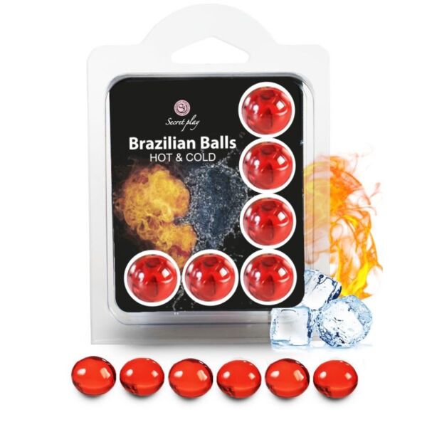Secret Play Brazilian Balls Frío-Calor, set med 6 kulor med massageolja