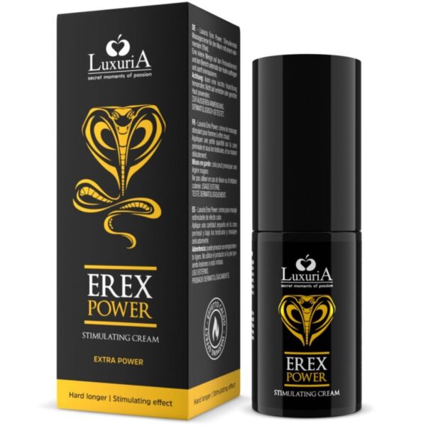 Förpackning med den stimulerande krämen Intimateline Luxuria Erex Power, 30 ml
