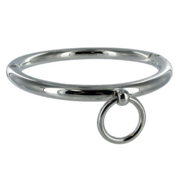 BDSM-halsband Metal Hard i förkromad metall med O-ring