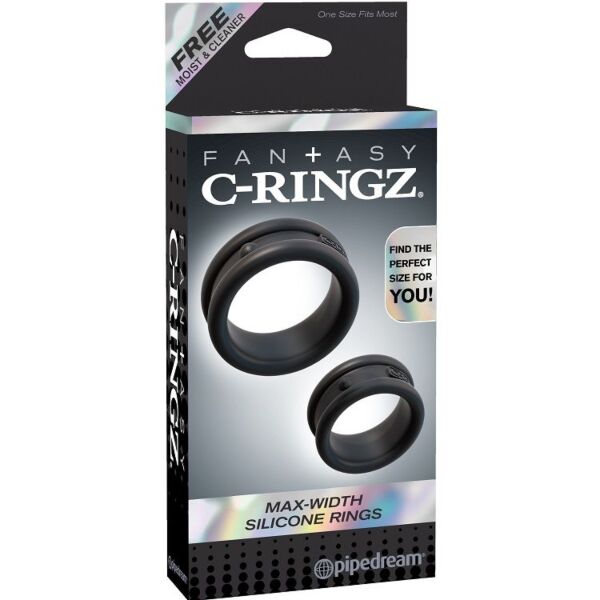 Set med två penisringar i svart silikon, Fantasy C-Ringz Black från Pipedream