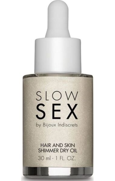 Flaska med pipett till den glansgivande torroljan Dry-touch Shimmer Oil från Bijoux Indiscrets