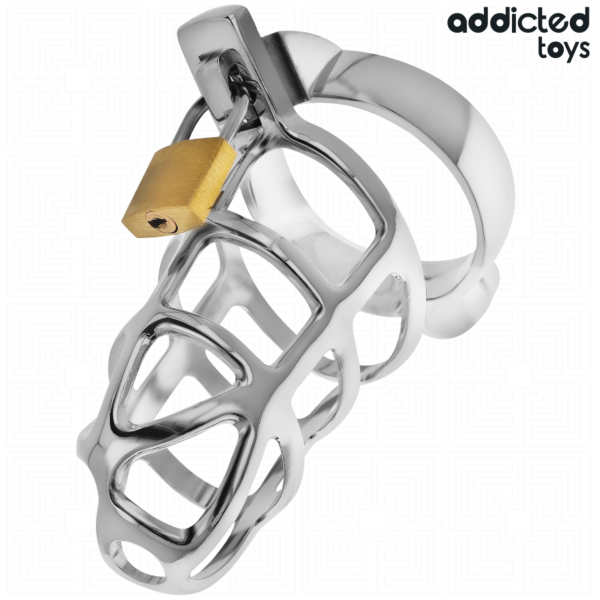 Kyskhetsbur Addicted Toys Silver Lock med basring, hänglås och nycklar
