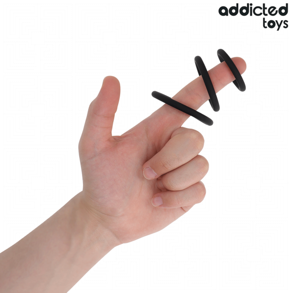 Set med tre penisringar Addicted Toys Modell 2 i silikon