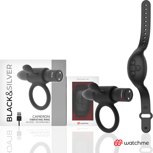 Vibrerande penisring Black&Silver Cameron WatchMe med klockan som styr den