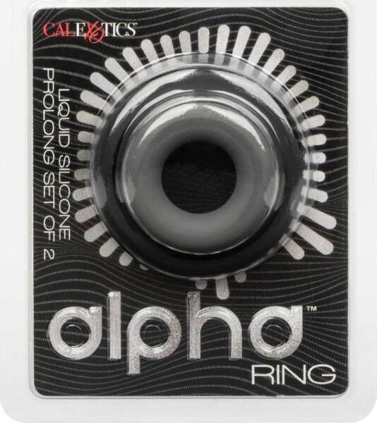 De två penisringarna i CalExotics Alpha Prolong Set of 2, i silikon