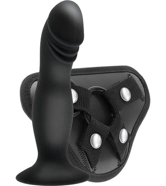 Strap-on med dildo S Pleasures Strappy Harness Set, med remmar och dildo med sugkopp