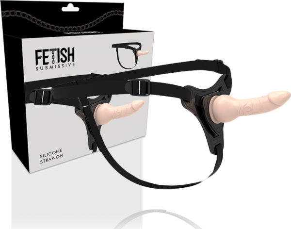 Fetish Submissive strap-on med elastiskt bälte och silikondel med konisk spets