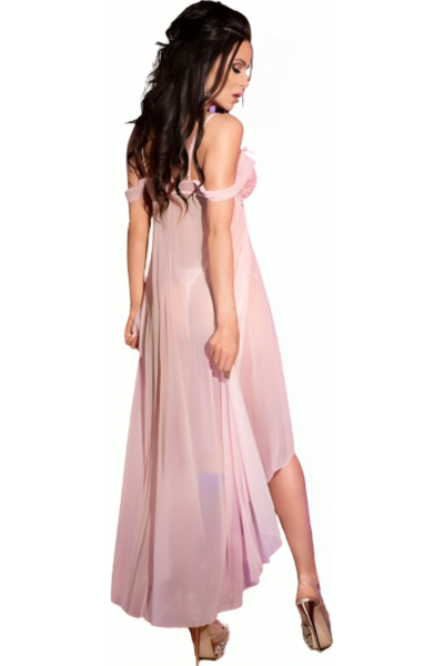 Lång babydoll Chilirose CR 3716 i mesh och spets, med tanga