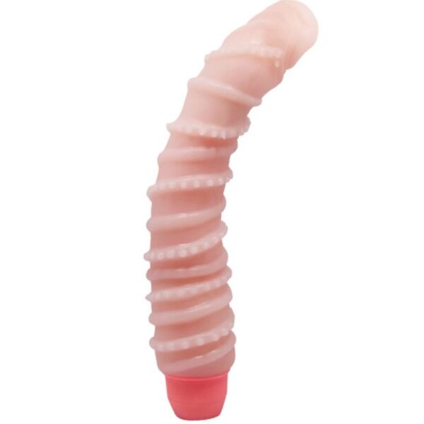 Realistisk vibrator BAILE Flexi Vibe Spiral i hudfärg, med ådror och rundad ollon