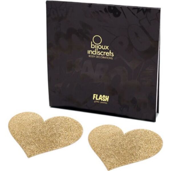 Bröstvårtstäckare Bijoux Indiscrets Flash Heart, hjärtformade med glittrande yta