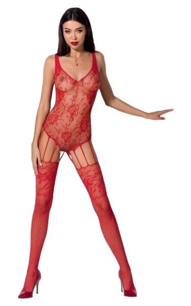 Bodystocking Passion BS074 i nät med spets och öppning i grenen