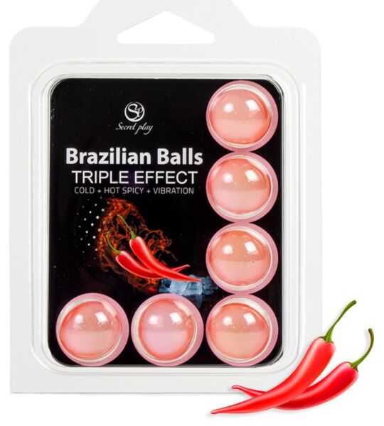 Set 6 Brazilian Balls Triple Efecto från Secret Play, kulor med massageolja
