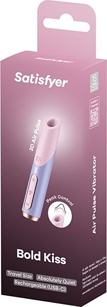 Klitorissugare Satisfyer Bold Kiss Wave i rosa och lila