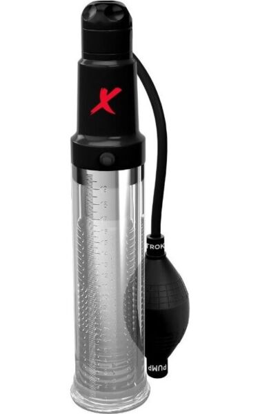 Penispump och masturbator PDX Elite Suck N Pump Stroker från Pipedream, med genomskinlig cylinder