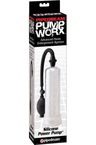 Penispump Pump Worx i silikon med genomskinlig cylinder