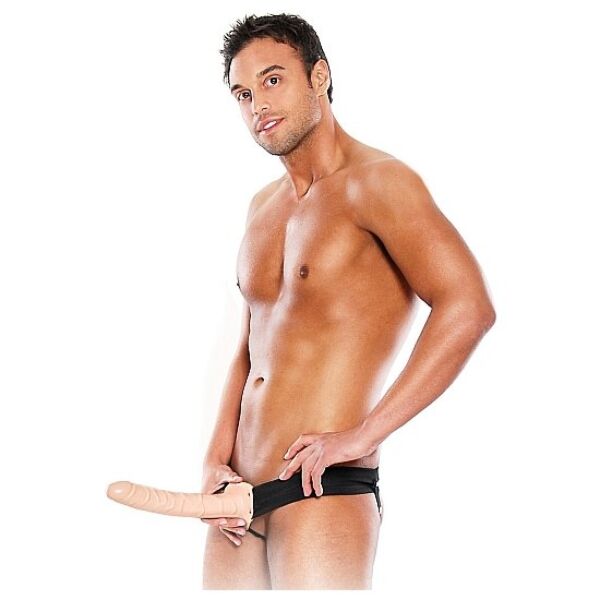 Strap-on med ihålig dildo Fetish Fantasy Series 25,4 cm i chokladbrunt