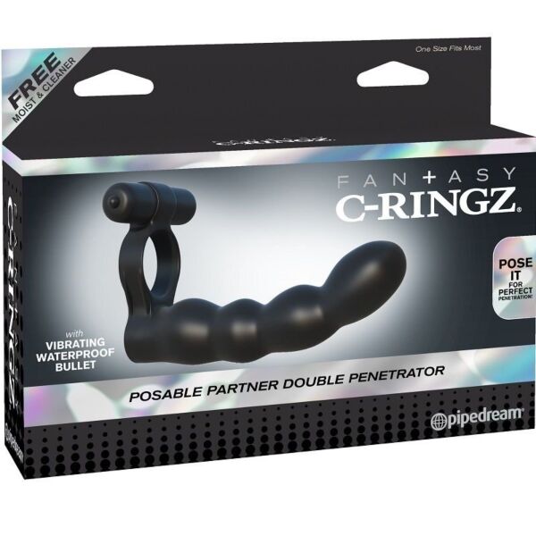 Penisringen Fantasy C-Ringz Dubbelpenetration från Pipedream, med flexibel stimulator