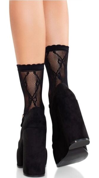 Svarta ankelsockor i nät från Leg Avenue Bow Babe, med rosett