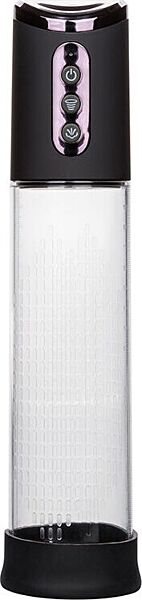 Penispump CalExotics Peak Rechargeable Pump med svart handkontroll och genomskinlig cylinder