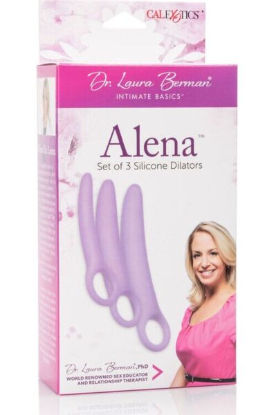 Set med tre vaginaldilatorer från Calexotics Alena i lila silikon, från minsta till största storlek