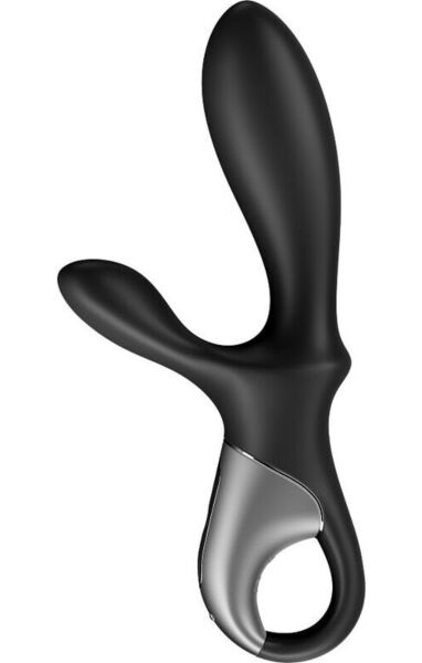 Analvibrator Satisfyer Heat Climax+ i svart, med två skaft och handtag med hållring
