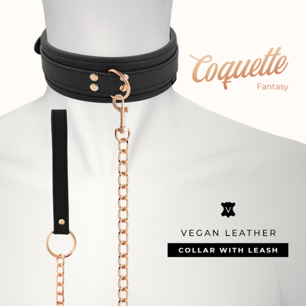 BDSM-halsband Coquette Chic Desire Fantasy med koppel och metallkedja