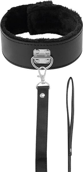 Halsband Darkness med kedja, svart, med kedjan fastkrokad i öglan och handtaget längst ut