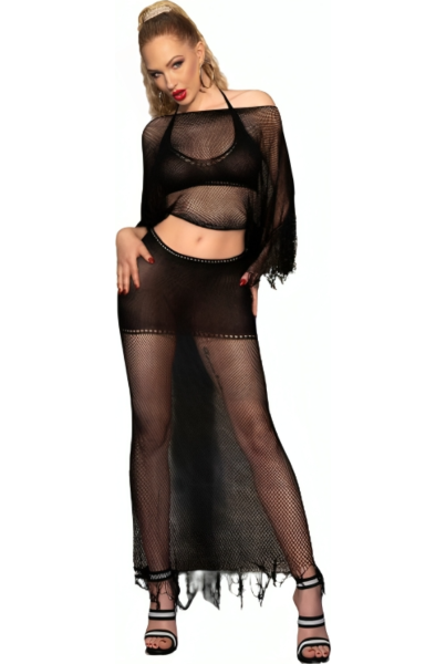Lingerieset Chilirose CR 4666 i tre delar, med topp, bh och kjol