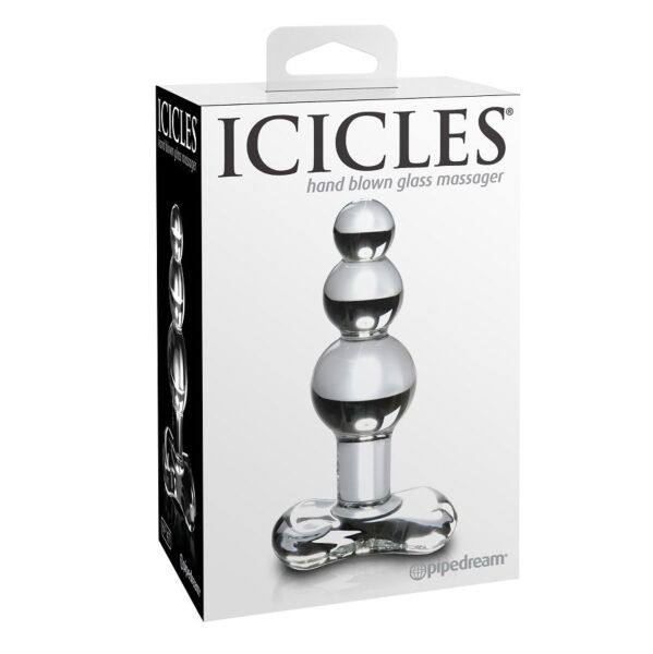 Analplugg i glas från Pipedream Icicles N. 47, med böjd kropp och ring vid basen