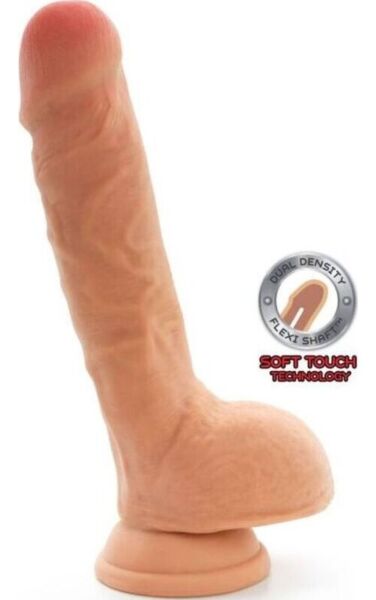 Realistisk dildo Toyjoy Get Real Dual Density i hudton, med testiklar och sugfot
