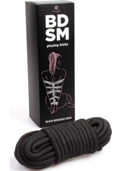 Svart bondagerep Secret Play, 10 meter, ur BDSM Collection