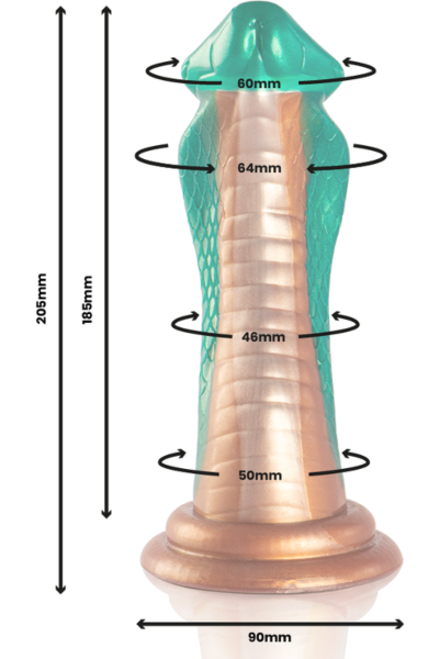 Dildo Epic Python Cobra Green med ollon, förtjockning under ollonet och bas