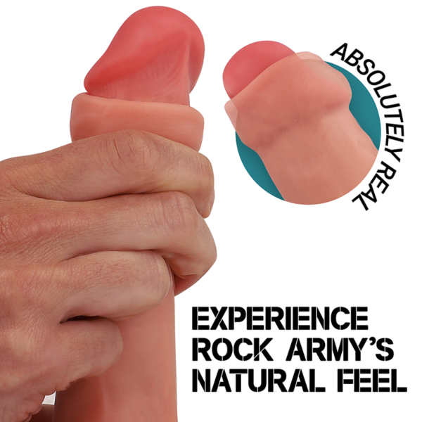 Realistisk dildo Rock Army Raptor i naturlig ton med sugproppsbas