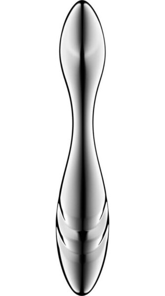 Dildo i rostfritt stål Satisfyer Pure Gravity 3, silverfärgad med två ändar