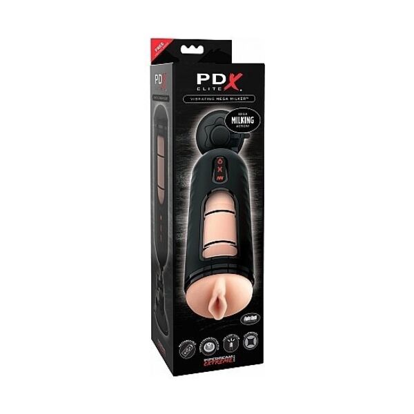 Masturbator PDX Elite Mega Milker från Pipedream, med automatisk kompression, genomskinligt fönster och sugfäste