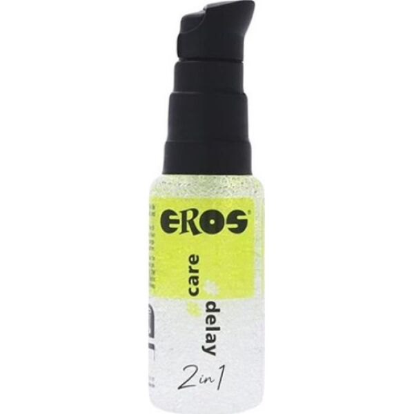 Flaska med pump av fördröjningsgelen Eros 2in1 Care Delay på 30 ml