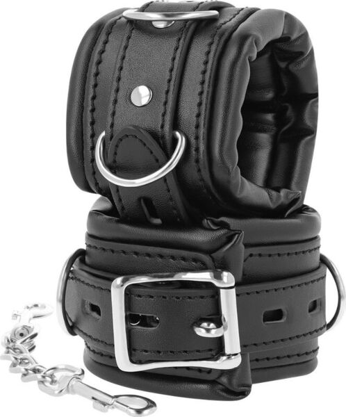 BDSM-handbojor Darkness Padded Locking Cuffs, vadderade, med låsbart spänne