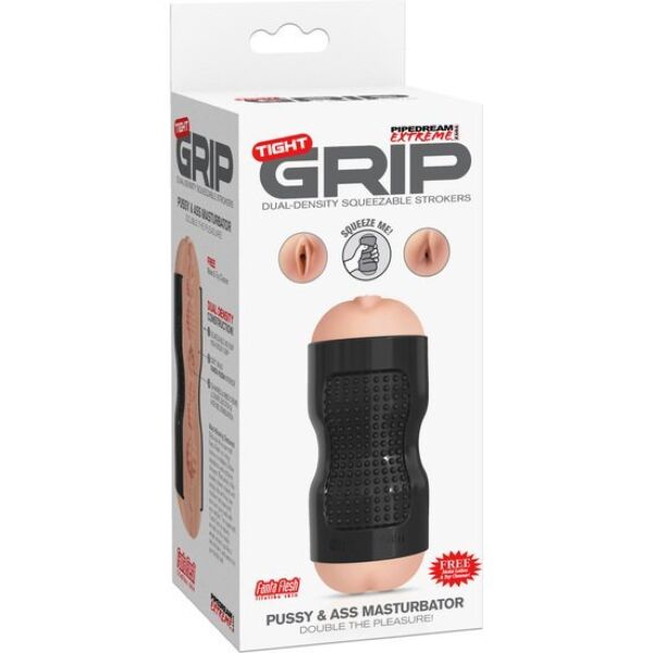 Masturbator PDX Extreme Tight Grip med öppningar som efterliknar en vagina och ett anus