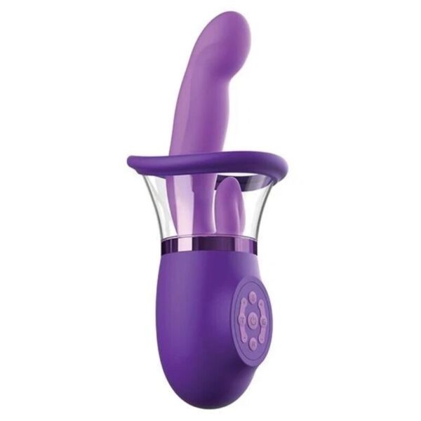 Lila Pipedream Ultimate Pleasure Pro Plus med böjd arm och tunga för klitorisstimulering